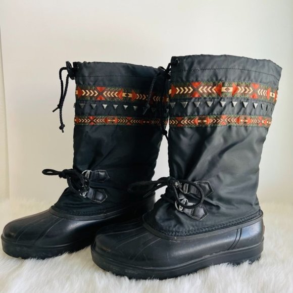 Sorel Shoes - Sorel | Vintage Black Southwestern Tribal Waterproof Snow Boots sz 10